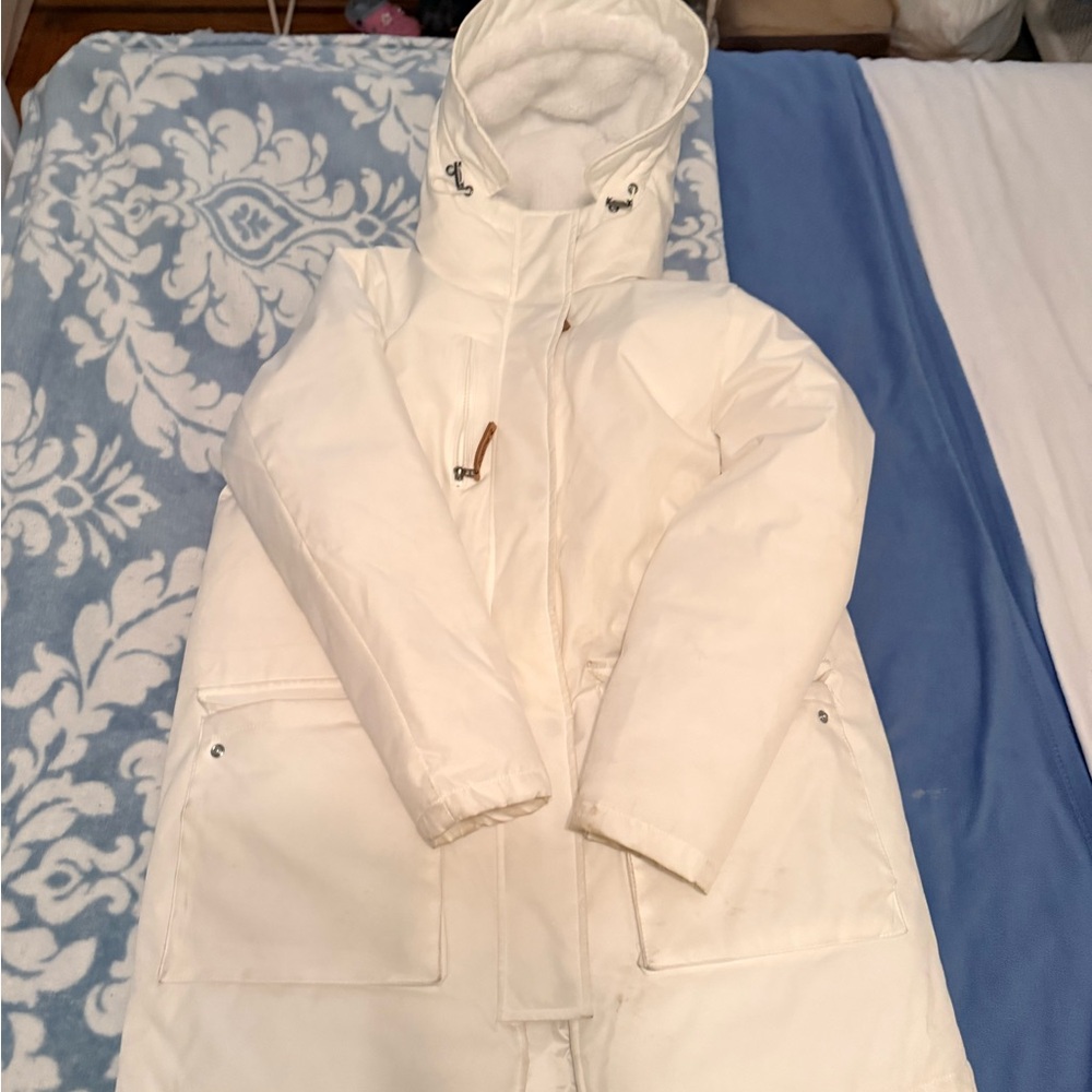 BearPaw Women's White Hooded Coat